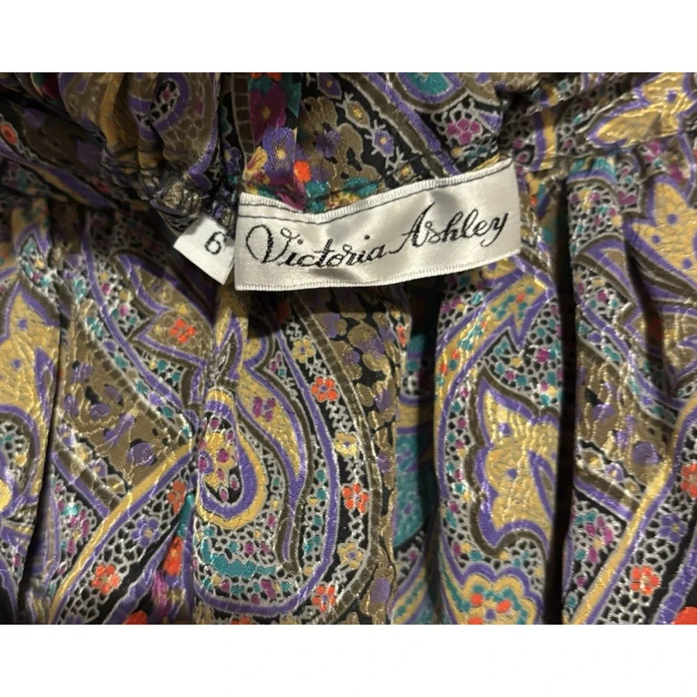 Vtg Victoria Ashley Skirt 6 Long Aline Midi Floral Paisley Print Pockets